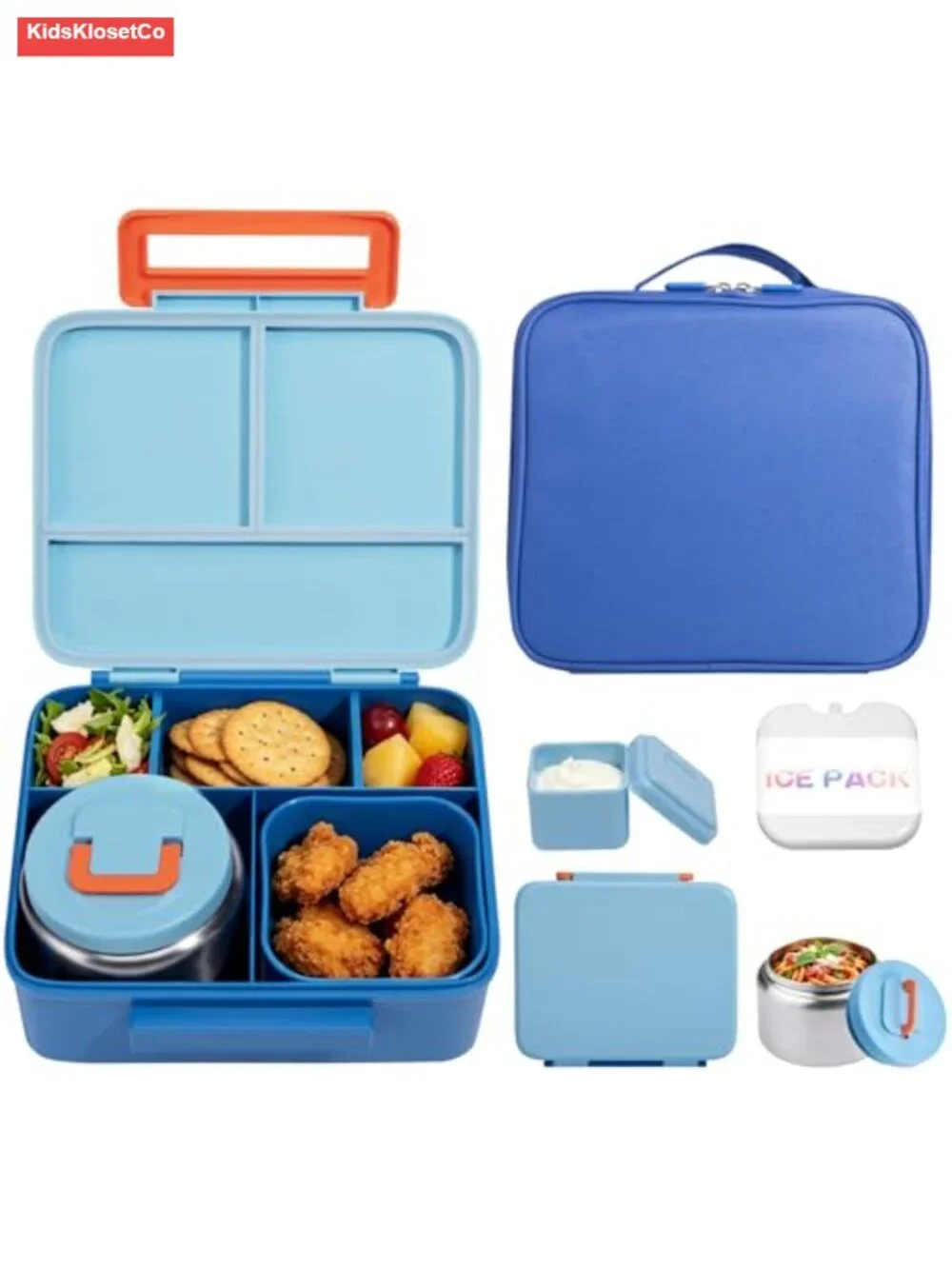 Bento Lunch Box for Kids with 8oz Thermos, Leak-Proof, BPA-Free, Dishwasher